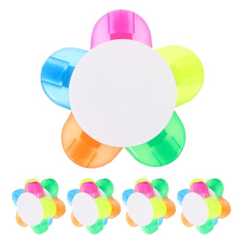 Homoyoyo Fluorescent Highlighter Pens Set 5-in-1 10pcs Flower Petal Shape, 5 Colors Watercolor Markers Lightweight and Creative Design for Studying Essentials and Office Use