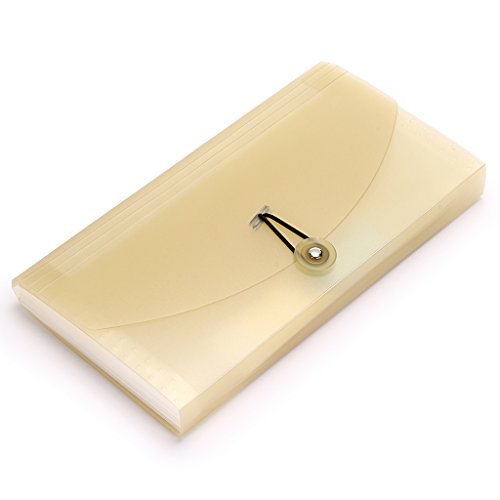 BTSKY Expanding File Folder - 13 Pockets, Small Accordion File Folder, Expandable Card Ticket Holder, Plastic Business Document Organizer, Khaki Translucent - color: Khaki Translucent