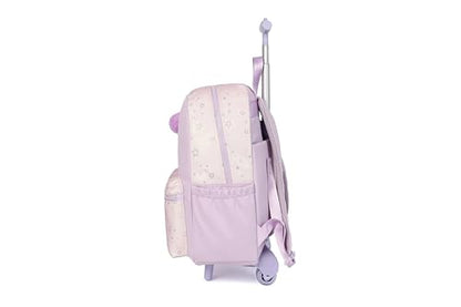 Kids Backpack for Girls Luggage School Trolley Bag with Lunch Box 3pc Set (HEY PURPLE) - color: Hey Purple