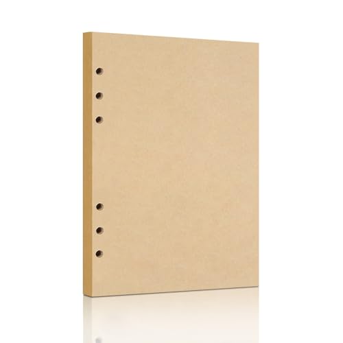 A5 Refill Paper, Unlined Blank Kraft Paper,100GSM Thick Refillable Paper 6 Hole Filler Inserts Loose Leaf Paper,for A5 6 Ring Binder,80 Sheets (160 Pages)(Kraft-Blank-A5) - size: Kraft-Blank-A5