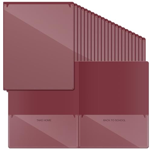 Henoyso 100 Pcs Folders Take Home Heavy Duty 2 Pocket Homework Folder for Students Parent Teacher Communication, 11.8 x 9.45 Inch(Dark Red) - color: Dark Red