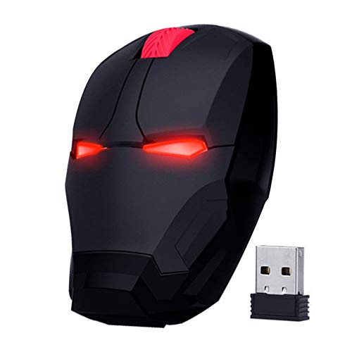 Wireless Iron Man Mouse 2.4G Optical Computer Mouse for Desktop Laptop PC Mac (Black) - color: Black
