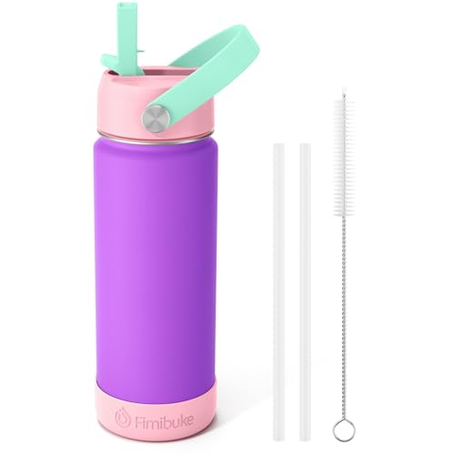 Fimibuke Kids Insulated Water Bottle, 18oz BPA FREE 18/8 Stainless Steel Kids Cup with Straw Travel Tumbler Double Wall Vacuum Leak Proof Toddler Water Bottle for School Boys Girls(1 Pack, Amethyst) - color: B17. Amethyst