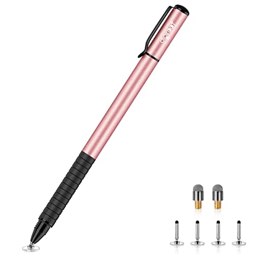 Digiroot Universal Stylus,[2-in-1] Disc Stylus Pens for All Touch Screens Cell Phones, iPad, Tablets, Laptops with 6 Replacement Tips(4 Discs, 2 Fiber Tips Included) - (Rose Gold) - color: Rose Gold