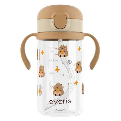 Evorie Tritan Spill Proof Straw Sippy Cups for Toddlers 1–3 Years, 10 Oz | BPA & BPS-Free, Toddler water bottle, Easy grip handles, Dishwasher safe, Durable Tritan, Easy to clean, Capybara - color: Capybara
