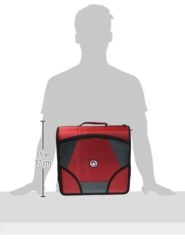 Case-it School Zipper Binder | 4-Inch D-Rings | 800-Sheet | D-186 Red | King Sized Zip Tab, 5-Subject Expanding File Folder, Multiple Pockets, Storage Organizer, Shoulder Strap, Office