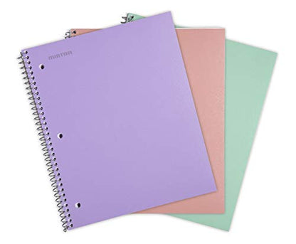 Mintra Office Durable Spiral Notebooks, 1 Subject, (Salmon, Sage Green, Lavender, Wide Ruled 3pk) - 100 Sheets, Poly Pocket, Moisture Resistant Cover, School, Office, Professional - color: Salmon, Sage Green, Lavender, size: Wide Ruled 3pk