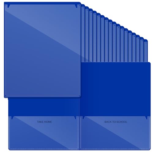 Henoyso 72 Pcs Plastic Take Home Folders with 2 Pockets Parent Teacher Classroom Communication Homework Folder for Students Parent Teacher Connect (Dark Blue) - color: Dark Blue