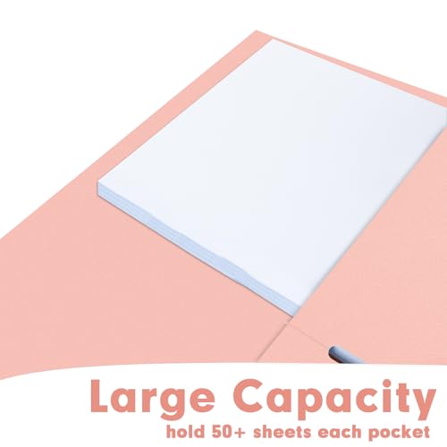 Two Pocket Folders, RAZCC 30 Pack File Folders with Pockets Fit Letter Size Paper, Thick Paper File Folder for School Office Business Home (Pink) - color: Pink