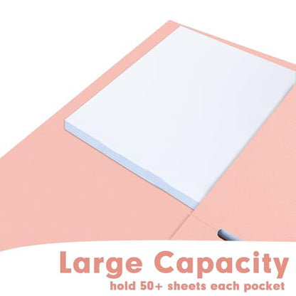 Two Pocket Folders, RAZCC 30 Pack File Folders with Pockets Fit Letter Size Paper, Thick Paper File Folder for School Office Business Home (Pink) - color: Pink
