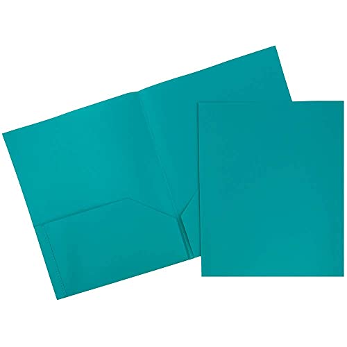 JAM PAPER Plastic 2 Pocket POP Folders - Durable School Folders - Teal Blue - 6/Pack - color: Teal, size: 6 Per Pack