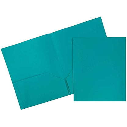JAM PAPER Plastic 2 Pocket POP Folders - Durable School Folders - Teal Blue - 6/Pack - color: Teal, size: 6 Per Pack
