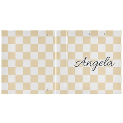 Custom 3 Ring Binder 1.5 Inch Round Rings Wheat Checkered Personalized Name Binders Organizer Fashion View Binder with 2 Pockets for School Office Supplies - color: Multi04