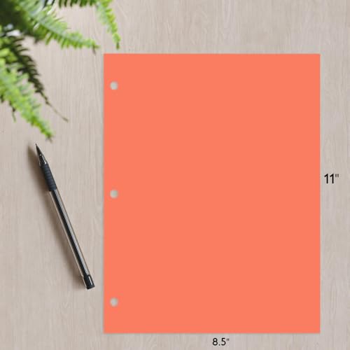 Copy Printing and Writing Colored Paper, 20 Pound - 75 Gsm, 3 Hole Punch, 500 Sheets per Ream. (Salmon) - color: Salmon