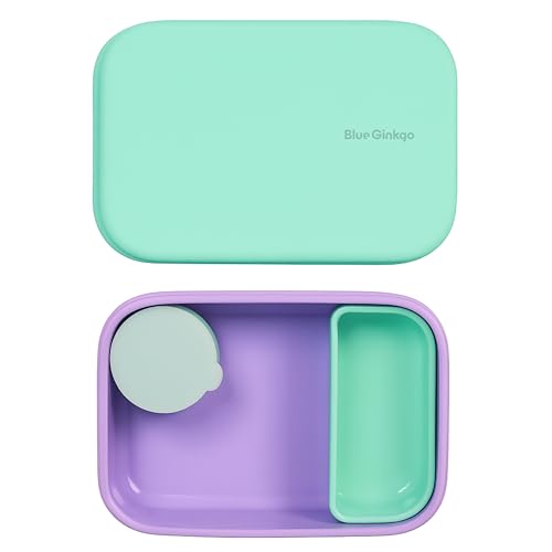 BLUE GINKGO Bento-Style Silicone Lunch Box Set, Purple, Made in Korea | Leak-Resistant. Microwave Safe. Dishwasher Safe. - color: Purple