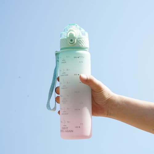 OLDLEY Kids Water Bottle for School, 17 oz (2 lids) BPA-Free Reusable Leak-proof Durable Tritan Plastic Water Bottles with Straw & Chug Lids, Anti-dust Spout Cover (Mintpink) - color: Mintpink, size: 17 Ounces