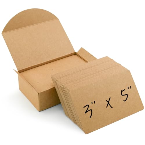 VANRA 300PCS Blank Index Cards 3x5 inches Note Cards Thick 110lb Cardstock Flash Cards, Unruled Study Cards for School Learning, Office (Kraft Brown, 300/Pack)