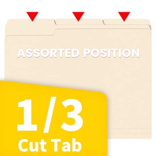SUNEE File Folders, 18 Pack Manilla Folders 8.5 x 11, 1/3 Cut Tab for Easy Labeling and Organization, Durable Standard Paper for Home, Office, School Filing - color: Manilla