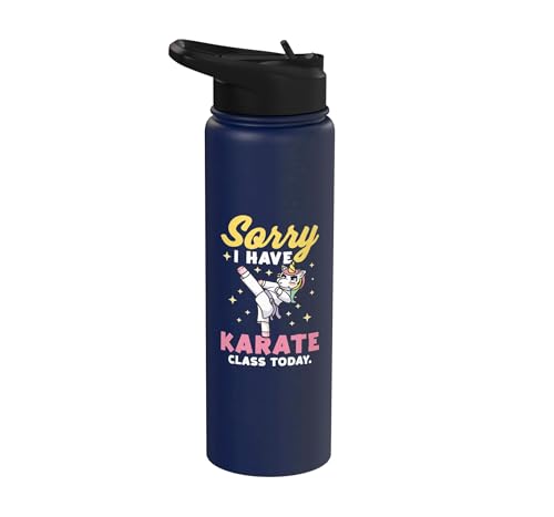 Karate Design For Karate Students Girls Unicorn Stainless Steel Insulated Water Bottle - color: Navy Blue