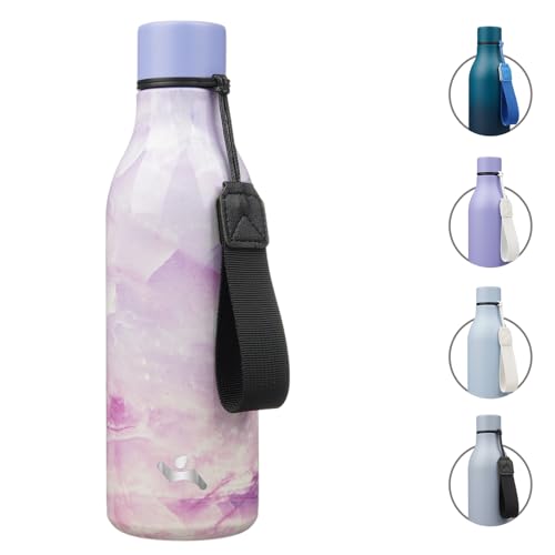 Konokyo 18 oz Insulated Stainless Steel Metal Water Bottle with Strap | BPA-free, leak-proof, dishwasher-safe reusable bottle with strap for gym, school, hiking, outdoor travel & hydration - color: Dawn, size: 18 Ounces