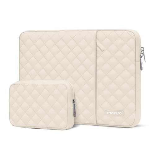 MOSISO Laptop Case 13.3 inch, 13-13.3 inch Laptop Sleeve Compatible with MacBook Air/Pro 13 / Pro 14, HP Dell Acer ASUS Lenovo,Square Quilted Vertical Computer Bag with Pocket&Small Case, Sand - color: Sand, size: 13.3 inch