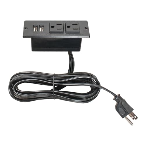 4-7/8" Long x 1-13/16" Wide Black in-Desk Power Center with 2 Outlets, 2 USB Ports - style: 2 Outlets, 2 USB Ports