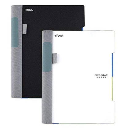 Five Star Advance Spiral Notebooks, 2 Subject, College Ruled Paper, 100 Sheets, 9-1/2" x 6", Black, White, 2 Pack (38636) - color: Black/White