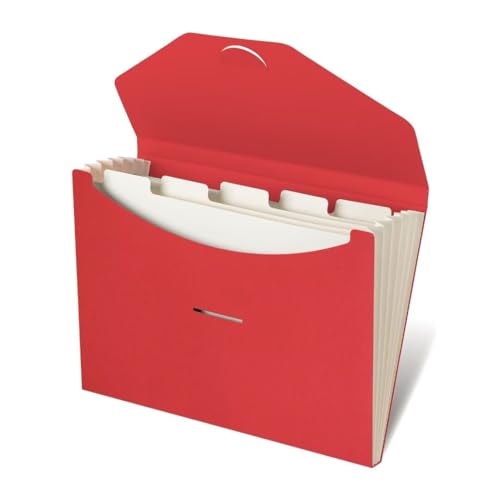 Expandable Folders Plastic Free Accordion File Folder Organizer 6 Pocket Fiery Red - color: Fiery Red