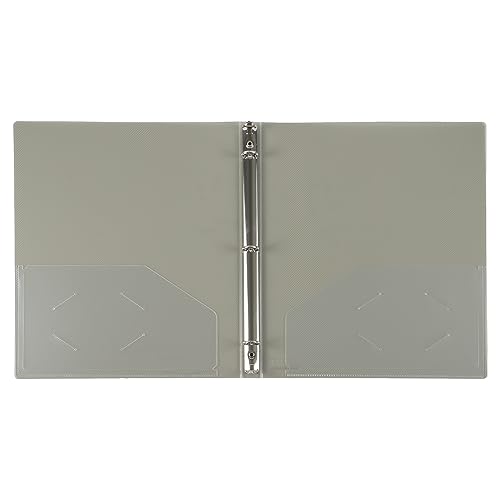 JAM PAPER Plastic 0.5 inch Binder - Smoke Grey 3 Ring Binder - Sold Individually - color: Smoke, size: 0.5 inch