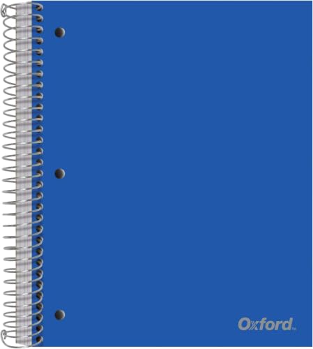 Oxford 5 Subject Notebook, Journal, 11 x 9 Inch, Assorted Covers, 200 Sheets, College Ruled, Perforated Spiral Notebook, Durable Poly Cover (10588) (Pack of 8) - size: (Pack of 8)