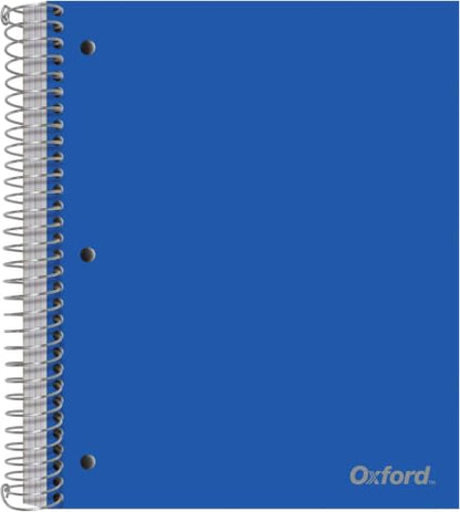 Oxford 5 Subject Notebook, Journal, 11 x 9 Inch, Assorted Covers, 200 Sheets, College Ruled, Perforated Spiral Notebook, Durable Poly Cover (10588) (Pack of 8) - size: (Pack of 8)