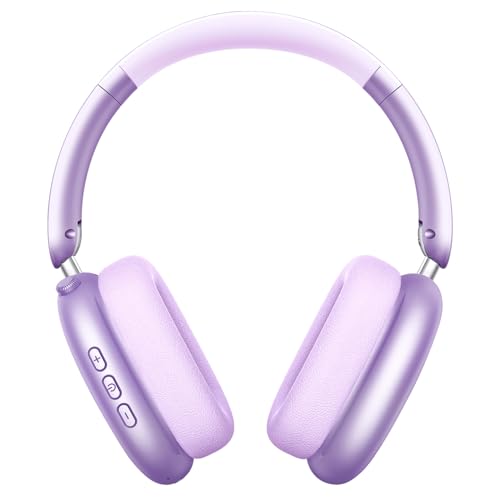 Wentronic Y01 Wireless Noise Canceling Headphones Bluetooth 5.3 Over Ear Headphones with Microphone, Hi-Res Audio, 48H Playtime, Foldable Comfortable Earpads,Compatible with iOS,Android,PC, Purple - color: Purple