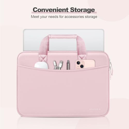 Laptop Case 13.3 inch,13-13.3 inch Laptop Sleeve Bag Compatible with MacBook Neo 13/Air 13 13.6/Pro 13/Pro 14,HP Dell ASUS Lenovo,Neoprene Computer Bag with Handle&Curved Pocket,Pink - color: Pink, size: 13.3 inch