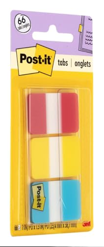 Post-it Tabs, 1 in, Solid, Red, Yellow, Blue, 22 Color, 66 Tabs/On-the-Go Dispenser (686-RYB)