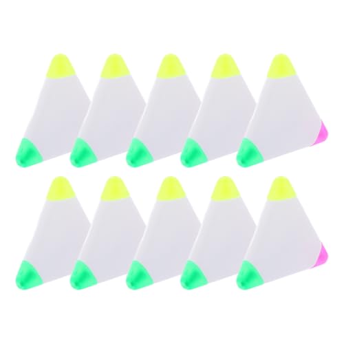 10pcs Triangle Highlighter Markers with Vibrant Color Selection and Smooth Writing, Plastic Fluorescent Pens for Students and Teachers, for Planners and Classroom Use