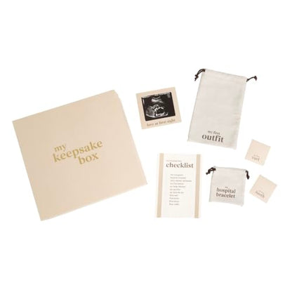 Pearhead My Keepsake Box, Baby Milestone Keepsakes | Linen Wrapped Family Heirloom Storage Box, Complete Baby Organizer Set, 10" x 10" - color: My Keepsake Box