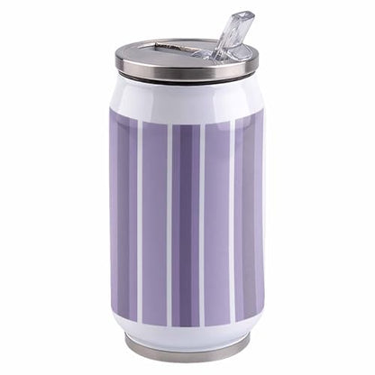 T&H XHome Lavender Stripes 14oz Stainless Steel Tumbler with Lid & Straw-Double Wall Vacuum Insulated Travel Mug Pale Mauve Water Bottle Coffee Beverage Drinks Cup - size: 14 Ounces