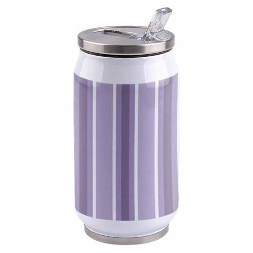 T&H XHome Lavender Stripes 10oz Stainless Steel Tumbler with Lid & Straw-Double Wall Vacuum Insulated Travel Mug Pale Mauve Water Bottle Coffee Beverage Drinks Cup - size: 10 Ounces