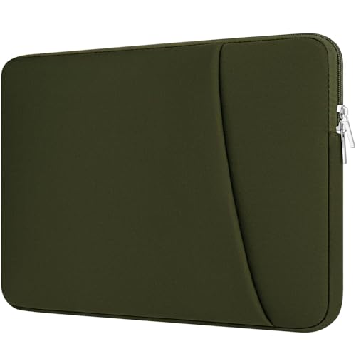 Laptop Sleeve Case with Zipper Accessory Pocket Compatible with 13 to 14 inches MacBook Air/Pro Padded Computer Pouch Cover Shockproof Protective for 13” to 14” Laptop/Chromebook/Tablet,Green - color: Military Green, size: 13-14 inches