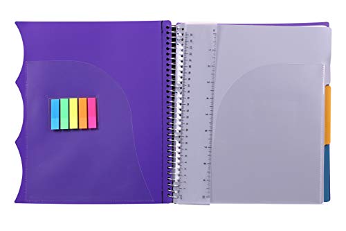 Mintra Office Durable PREMIUM Spiral Notebook, ((Purple, 3 Subject, 8.5in x 11in)), Fabric Covered Coils, No Snags, Removable Adjustable Pocket Dividers, Ruler, Organization, Customizable - color: Purple, size: 3 Subject (8.5in x 11in)