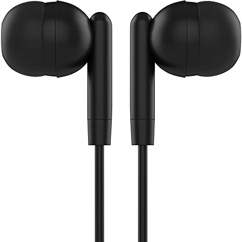 Maeline Bulk Earbuds with 3.5 mm Headphone Plug - 40 Pack Wholesale Bundle - Jet Black - color: Jet Black, size: 40 Pack