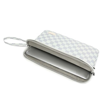 Laptop Sleeve with Pocket (Light Green Grid, 14 inch) - color: Light Green Grid With Strap, size: 14 inch
