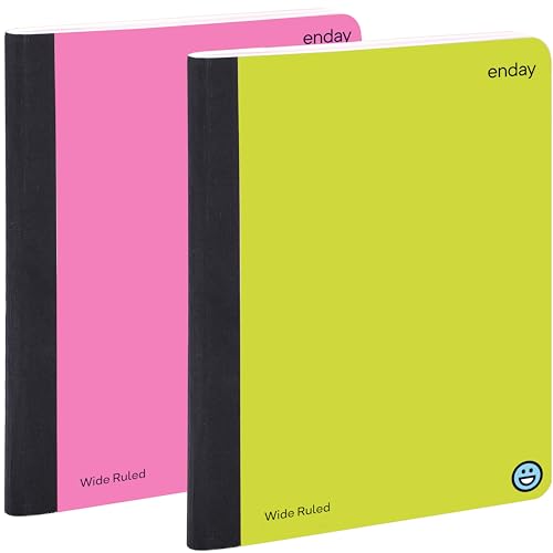 Enday Composition Notebooks Wide Ruled Paper, Hard Cover Composition Notebook, Premium Lined Composition Books, 100 Sheets Ruled Notebook, Pink and Yellow (2 Pack) - color: PINK - YELLOW, size: 2