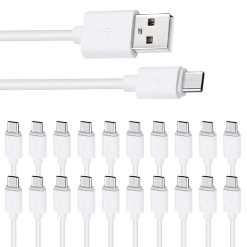 Smays USB C Charger Cable 20-Pack Bulk, Type C Android Cord 3.3ft Multipack - color: White, size: 3 Feet
