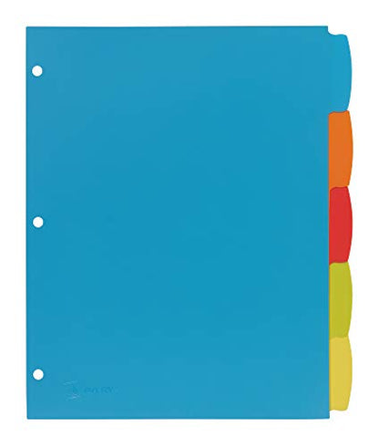 Avery Big Tab Write & Erase Durable Plastic Dividers for 3 Ring Binders, 5-Tab Sets, Bright Multicolor, 24 Sets, 120 Divider Tabs (16129) - size: 5 tab, style: 24 Sets