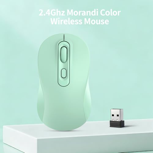Wireless Mouse, 2026 New Model, Silent Click Ergonomic Design, Portable, 4 Buttons, Adjustable DPI (800/1200/1600), for Laptop/PC/Office (Green) - color: green