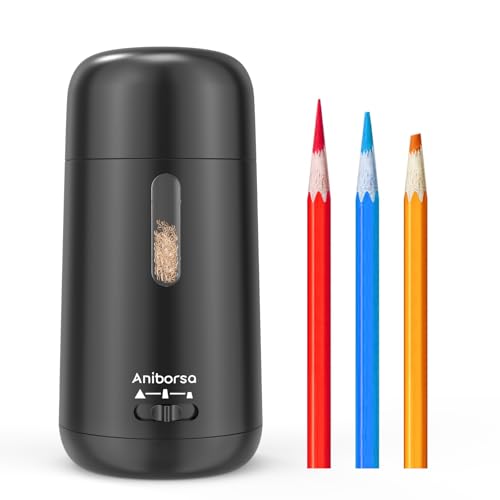 Automatic Electric Pencil Sharpener - Auto Feed, Auto Stop & Auto Eject, Rechargeable for Classroom, Home, School, Office, Black - color: Black