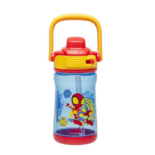 Zak Designs Marvel Spider-Man Beacon Kid Water Bottle for Travel, 12oz Plastic is Durable and Leak-Proof with Liquid Lock Spout, Cover, Carry Handle, Protective Base (Spidey and His Amazing Friends) - color: Spidey and His Amazing Friends