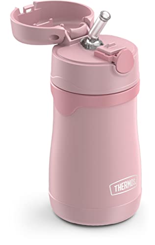 THERMOS BABY 10 ounce Stainless Steel Vacuum Insulated Straw Bottle, Rose (Pack of 3) - color: Rose, size: 10 Ounces (Pack of 3)