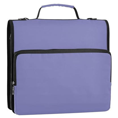 1.5 Inch 3 Rings Office Binder Organizer with Handle and Removable Shoulder Strap Multi-Pocket Portfolio Binder for Middle School Dark Purple - color: Dark Purple